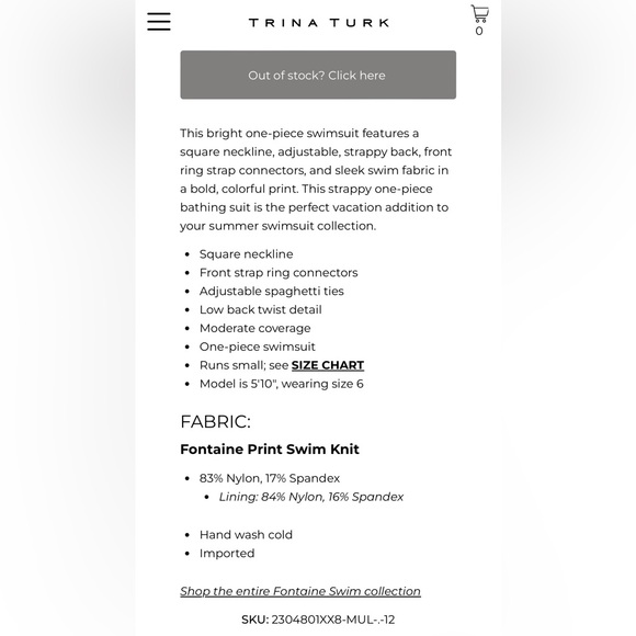 NWT Trina Turk Fontaine Twist Back Convertible One Piece Swimsuit - Picture 15 of 16